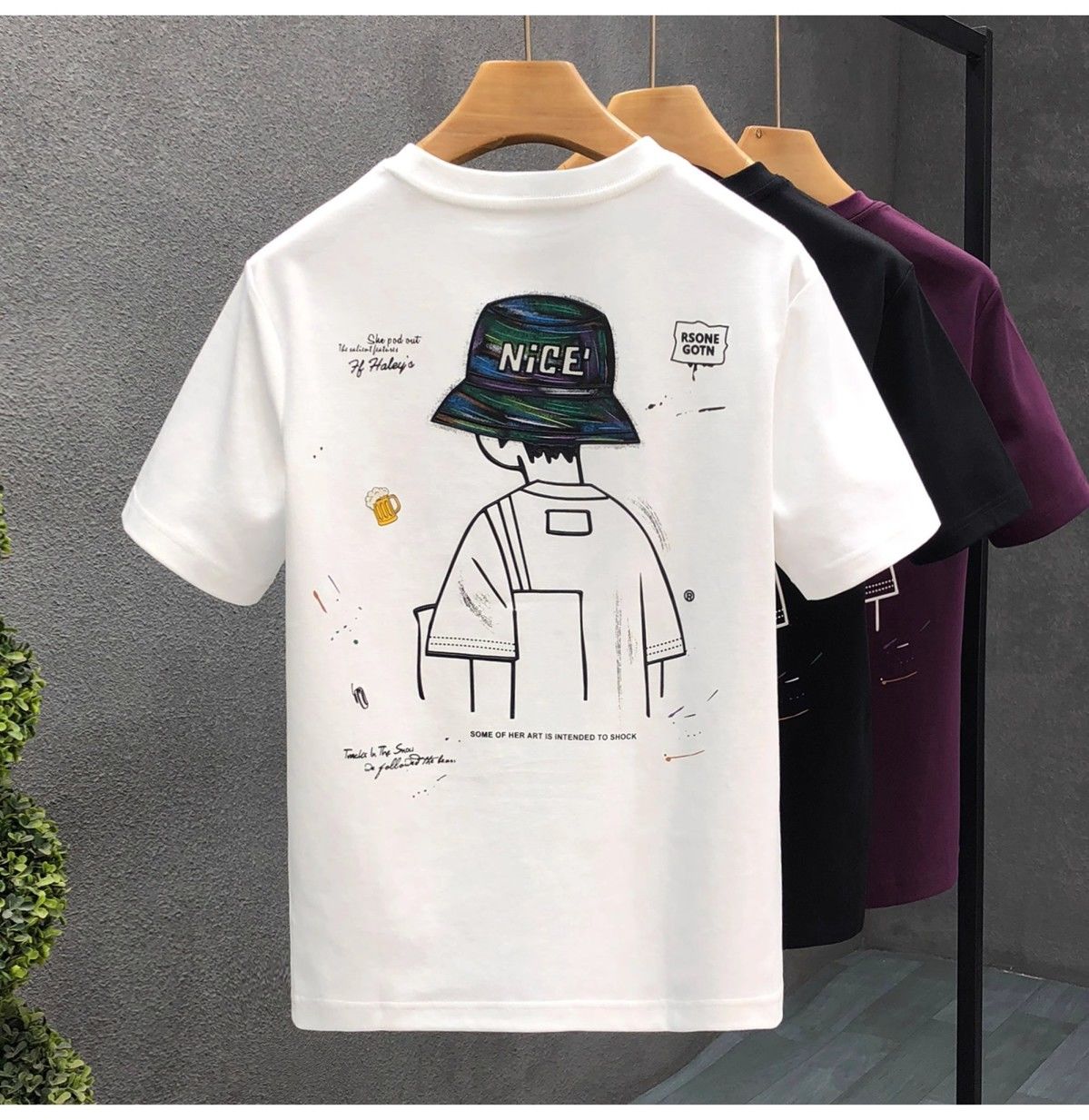 "Nice Hat Boy" Oversized T-Shirt for Men – Embroidered Front Logo & DTF Back Print