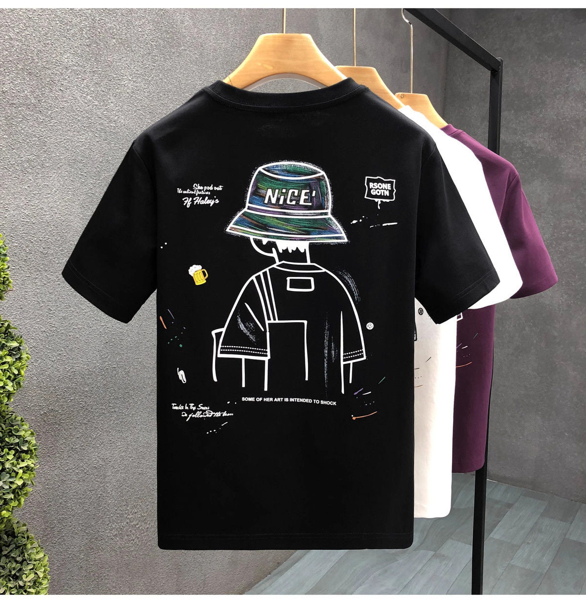 "Nice Hat Boy" Oversized T-Shirt for Men – Embroidered Front Logo & DTF Back Print