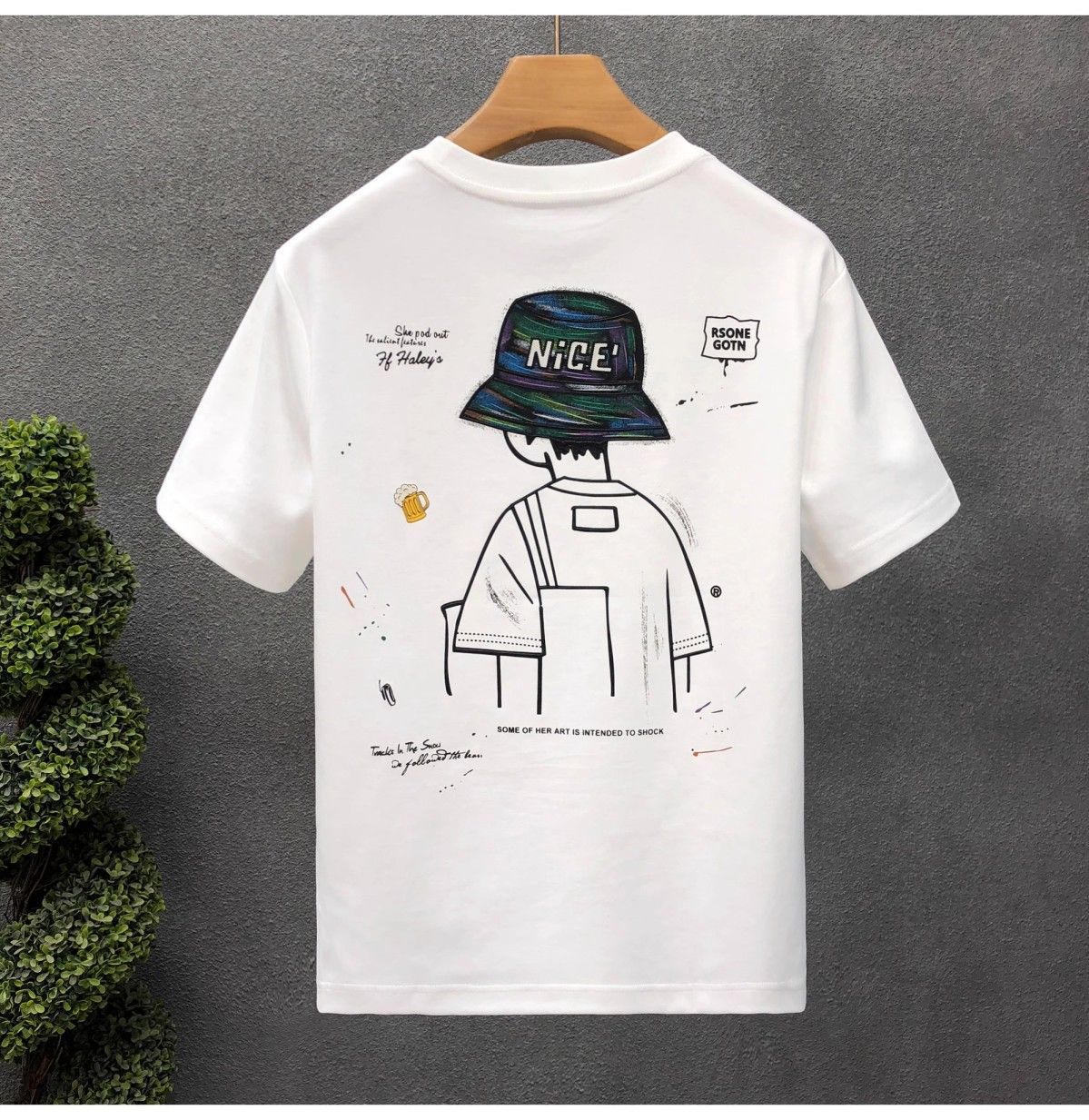 "Nice Hat Boy" Oversized T-Shirt for Men – Embroidered Front Logo & DTF Back Print