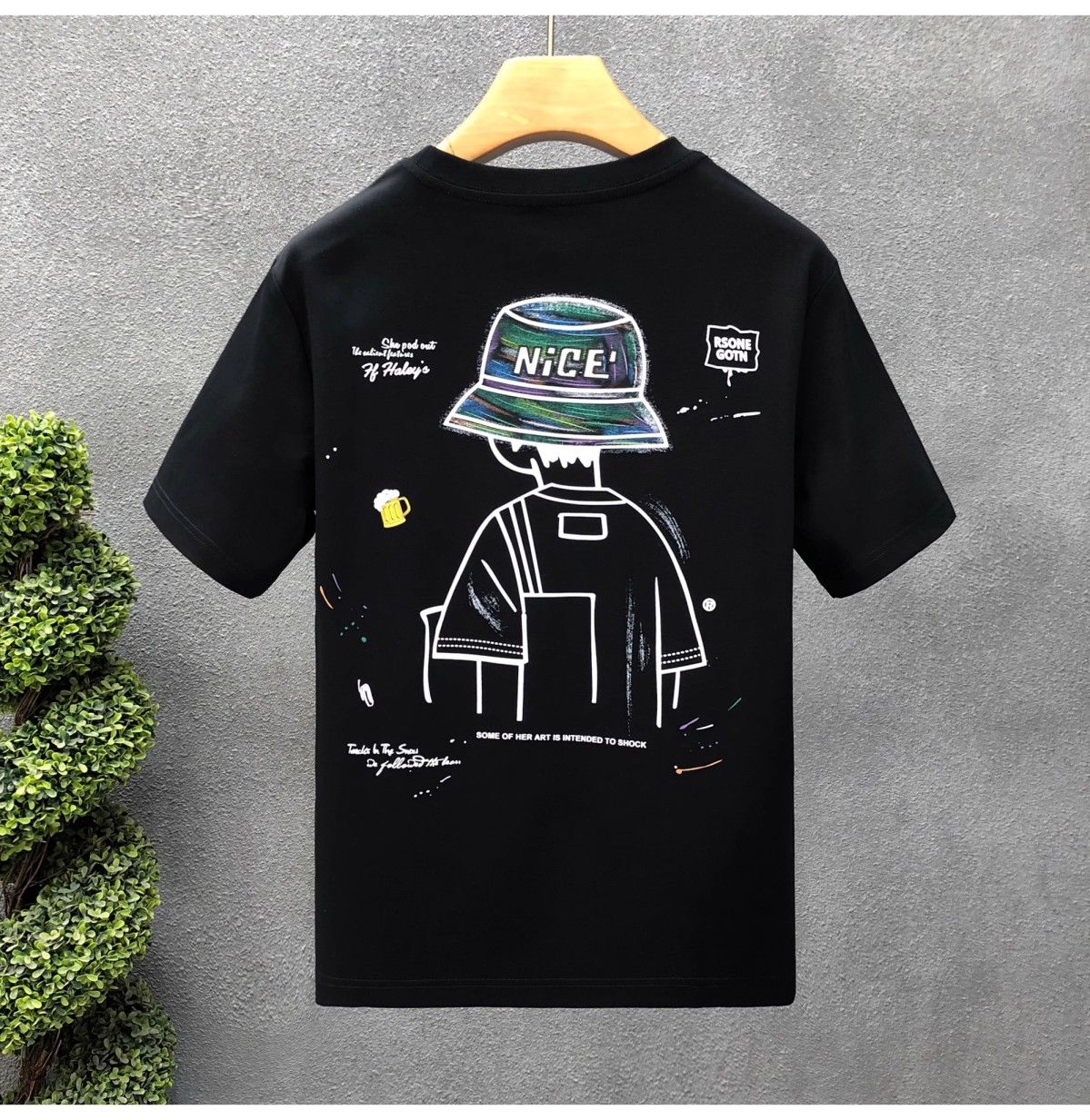 "Nice Hat Boy" Oversized T-Shirt for Men – Embroidered Front Logo & DTF Back Print