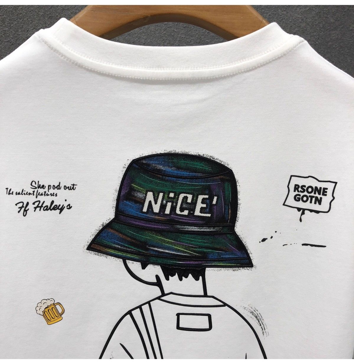 "Nice Hat Boy" Oversized T-Shirt for Men – Embroidered Front Logo & DTF Back Print