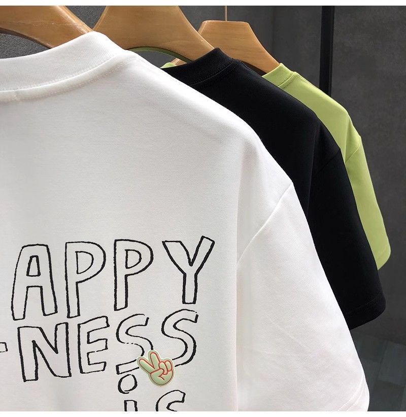 "Happiness Ride" Oversized T-Shirt for Men – Embroidered Front Logo & DTF Back Print