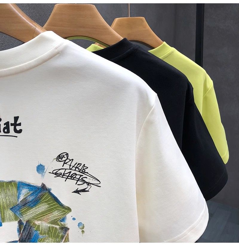 "Basquiat Block Art" Oversized T-Shirt for Men – Embroidered Front Logo & DTF Back Print