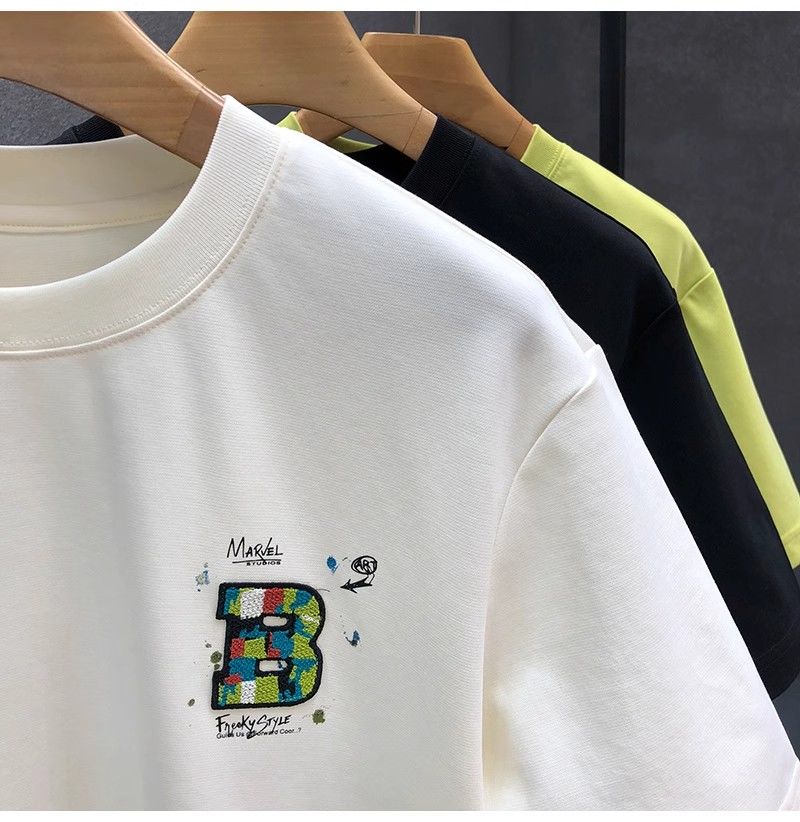 "Basquiat Block Art" Oversized T-Shirt for Men – Embroidered Front Logo & DTF Back Print