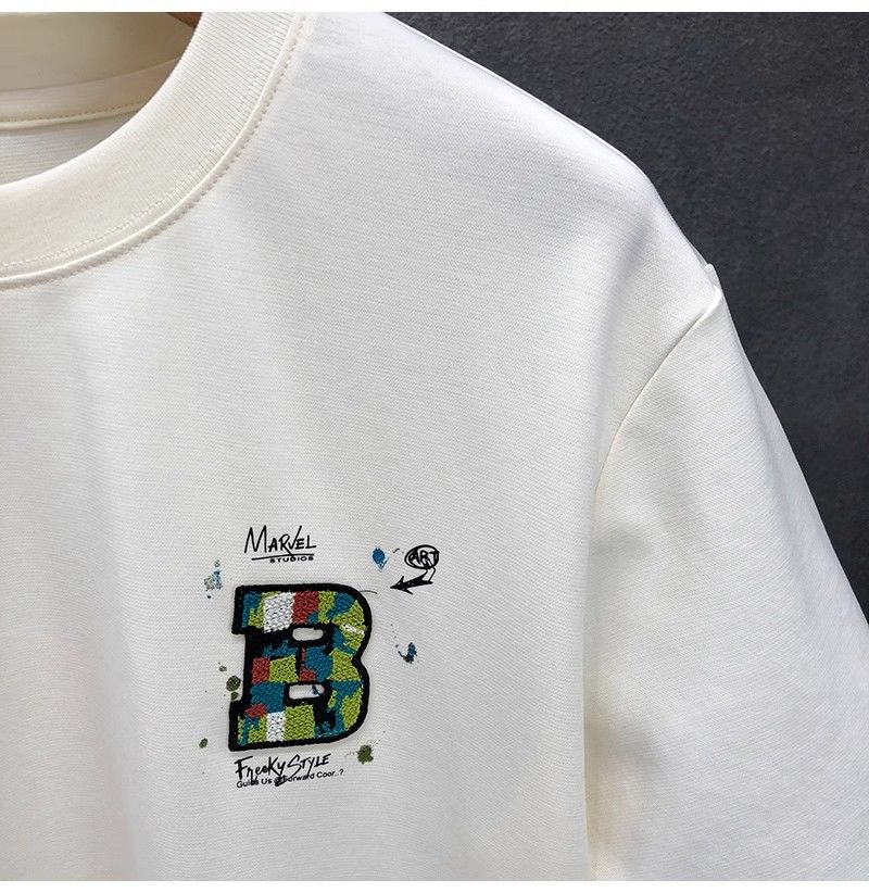 "Basquiat Block Art" Oversized T-Shirt for Men – Embroidered Front Logo & DTF Back Print