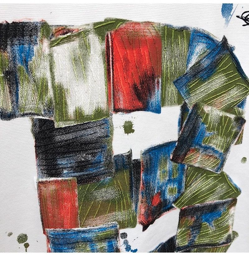 "Basquiat Block Art" Oversized T-Shirt for Men – Embroidered Front Logo & DTF Back Print