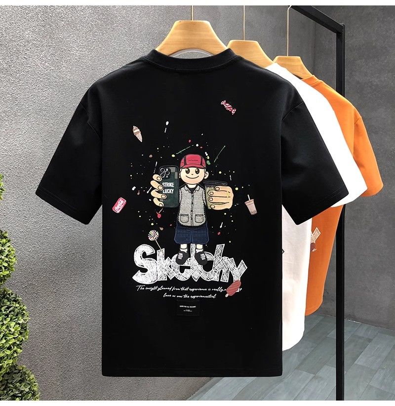 "Sketchy Street Vibe" Oversized T-Shirt for Men – Embroidered Front Logo & DTF Back Print