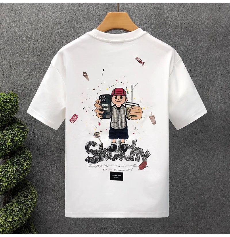 "Sketchy Street Vibe" Oversized T-Shirt for Men – Embroidered Front Logo & DTF Back Print