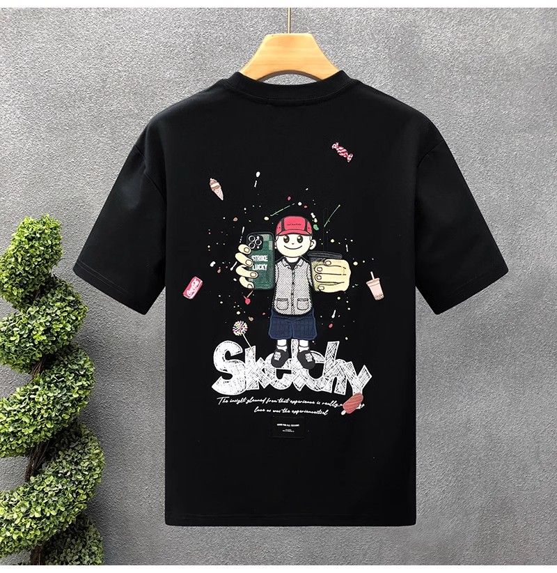 "Sketchy Street Vibe" Oversized T-Shirt for Men – Embroidered Front Logo & DTF Back Print