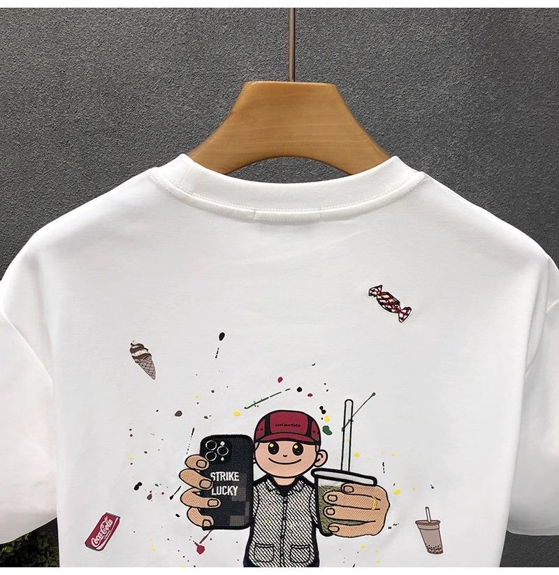 "Sketchy Street Vibe" Oversized T-Shirt for Men – Embroidered Front Logo & DTF Back Print