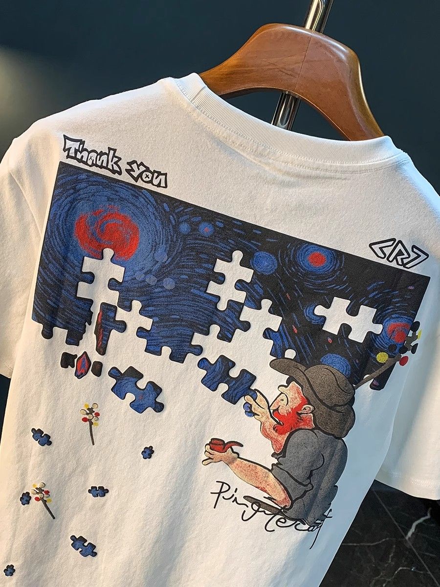 "Puzzle Painter" Oversized T-Shirt for Men – Embroidered Front Logo & DTF Back Print