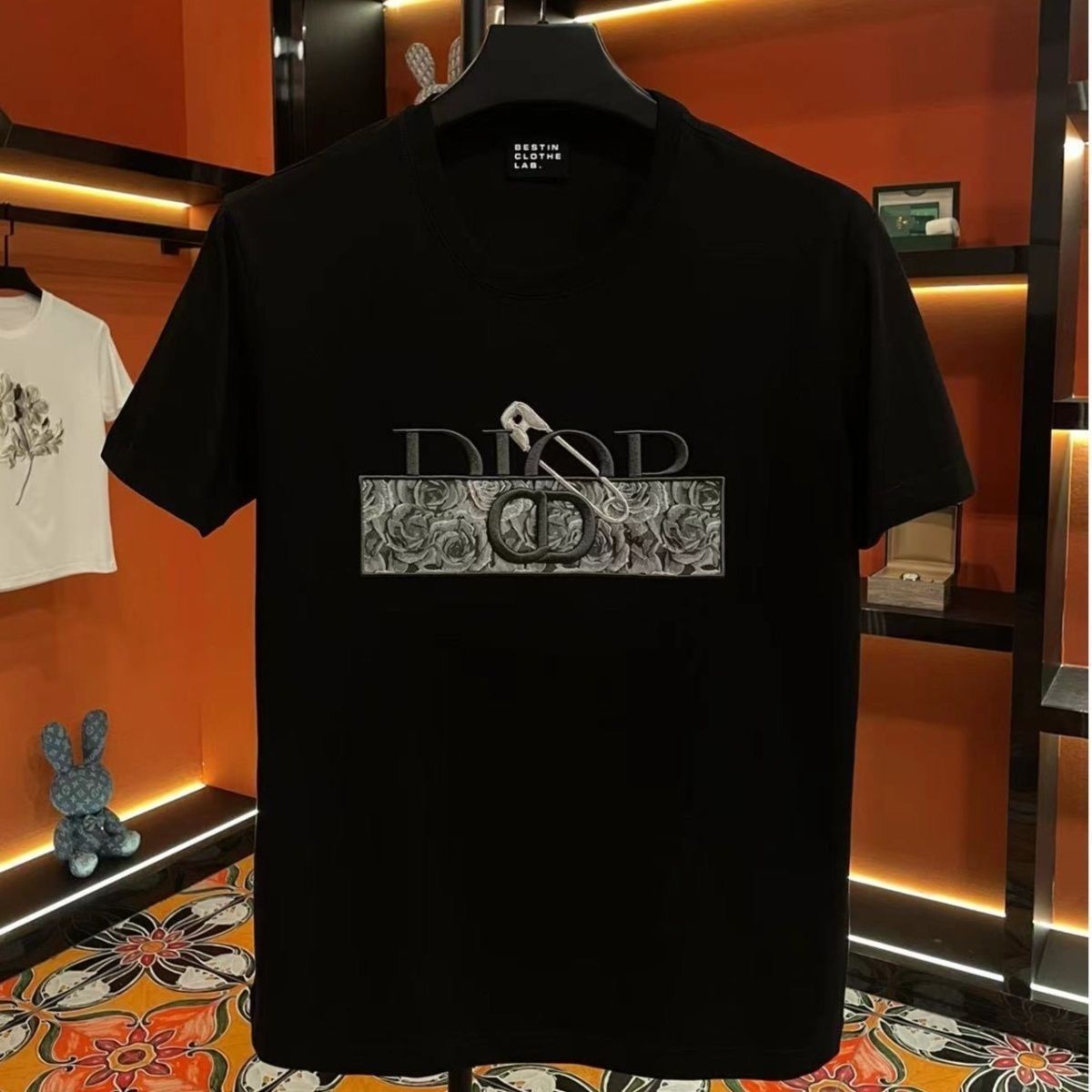 Designer-Inspired Cotton T-Shirt with Floral Motif