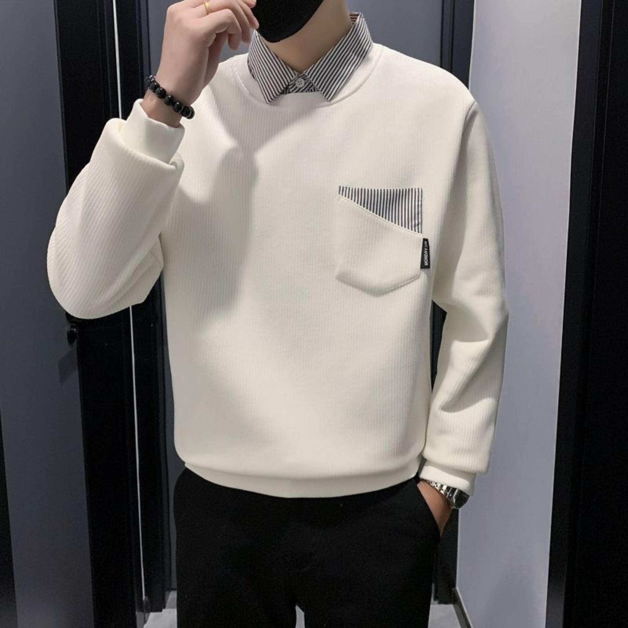 Urban Contrast Collar Sweatshirt – Dual Tone Edition
