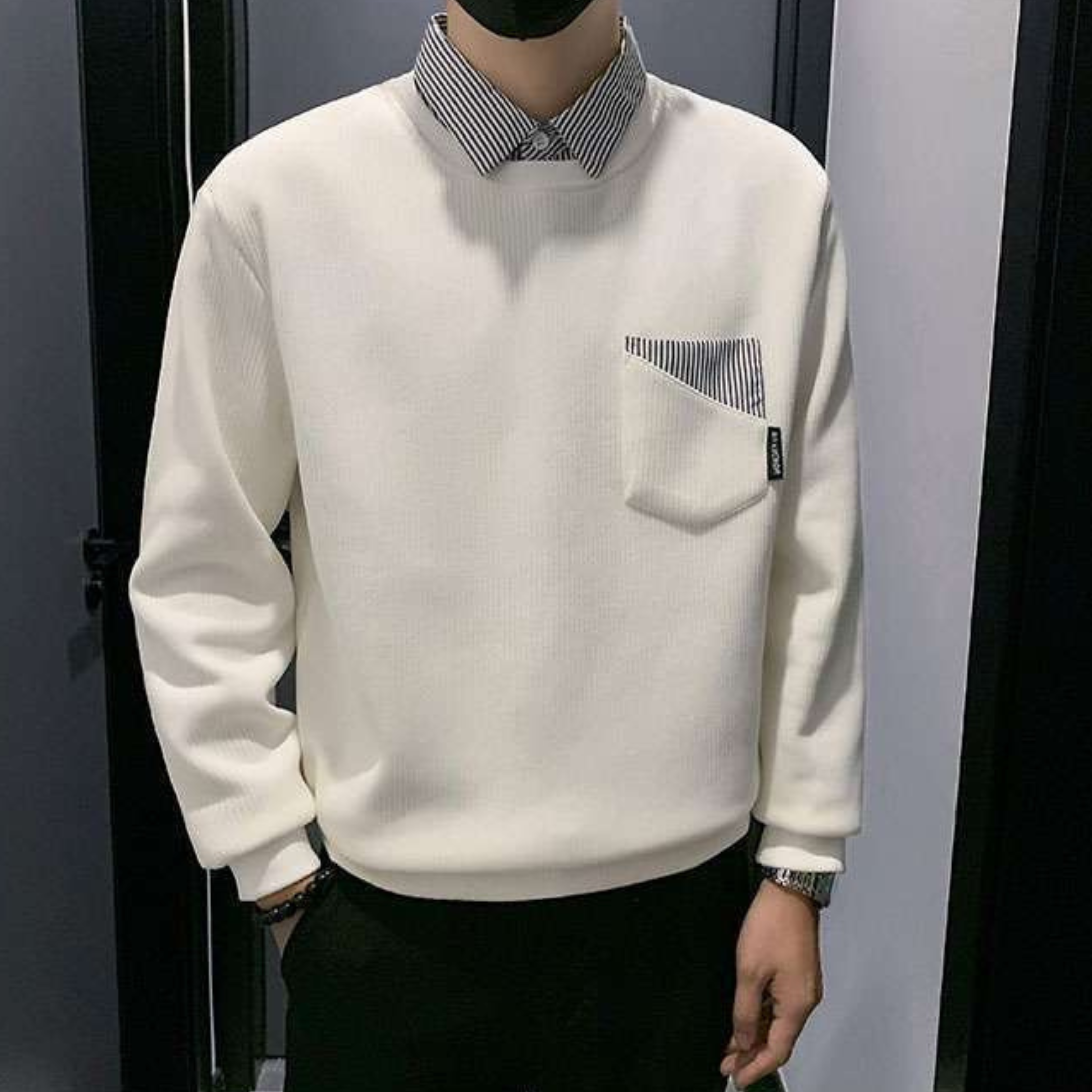 Urban Contrast Collar Sweatshirt – Dual Tone Edition