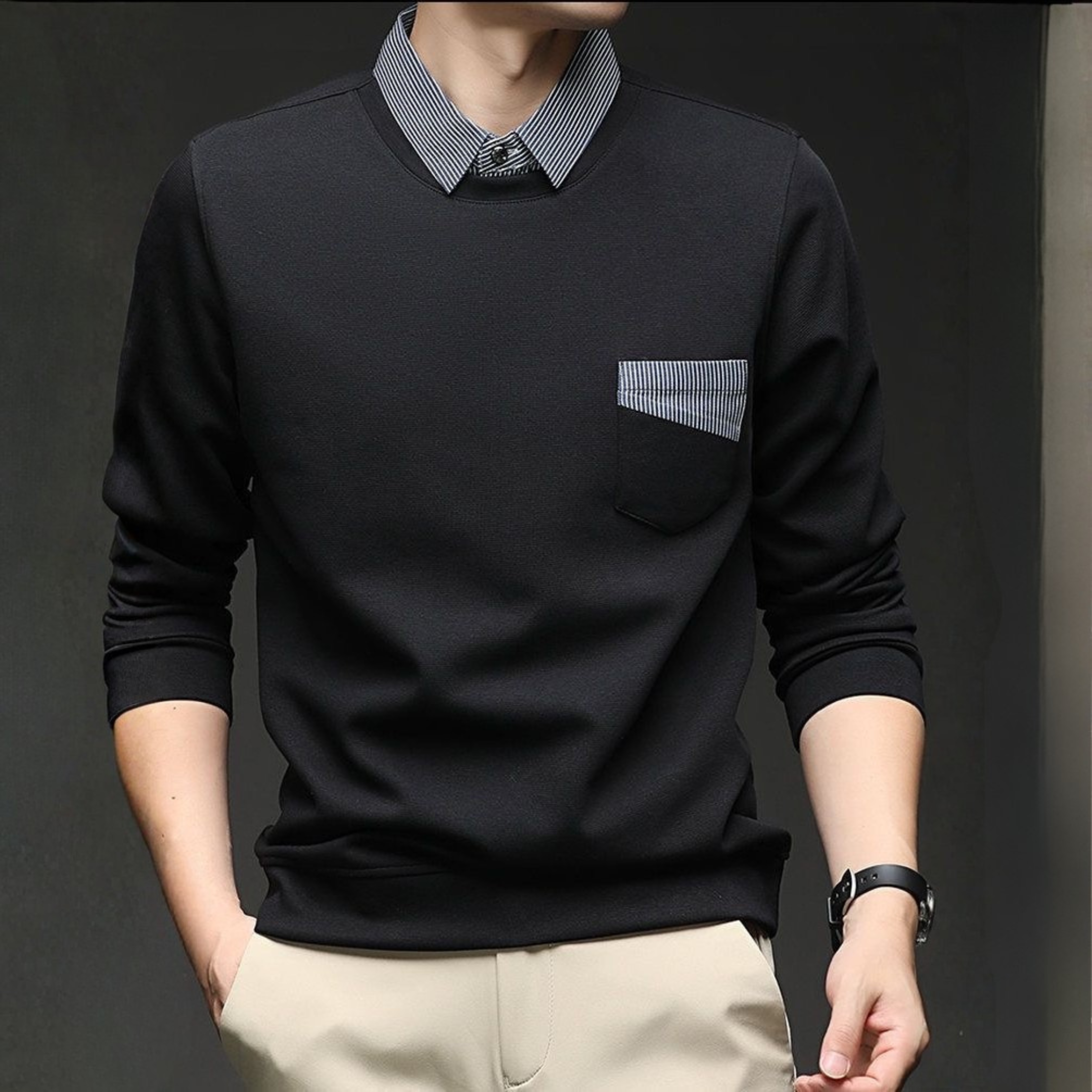 Urban Collar Pocket Sweatshirt – Contrast Trim Edition