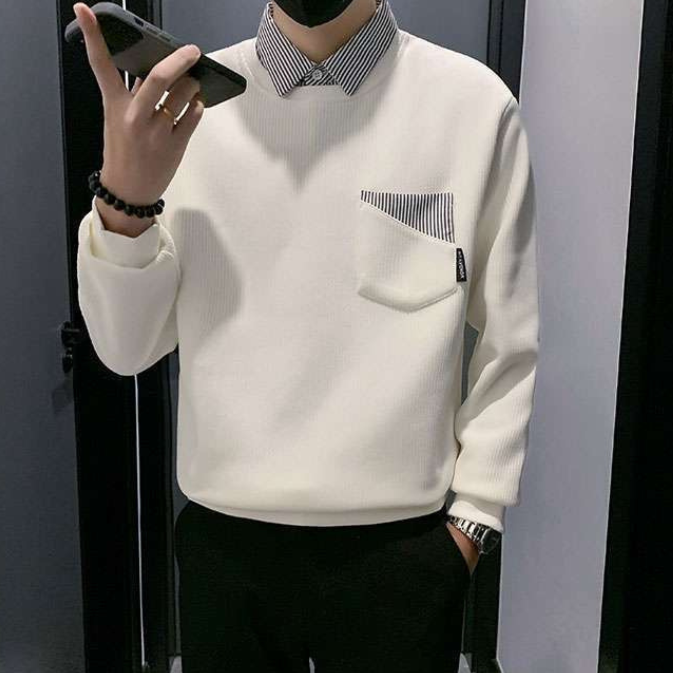 Urban Contrast Collar Sweatshirt – Dual Tone Edition