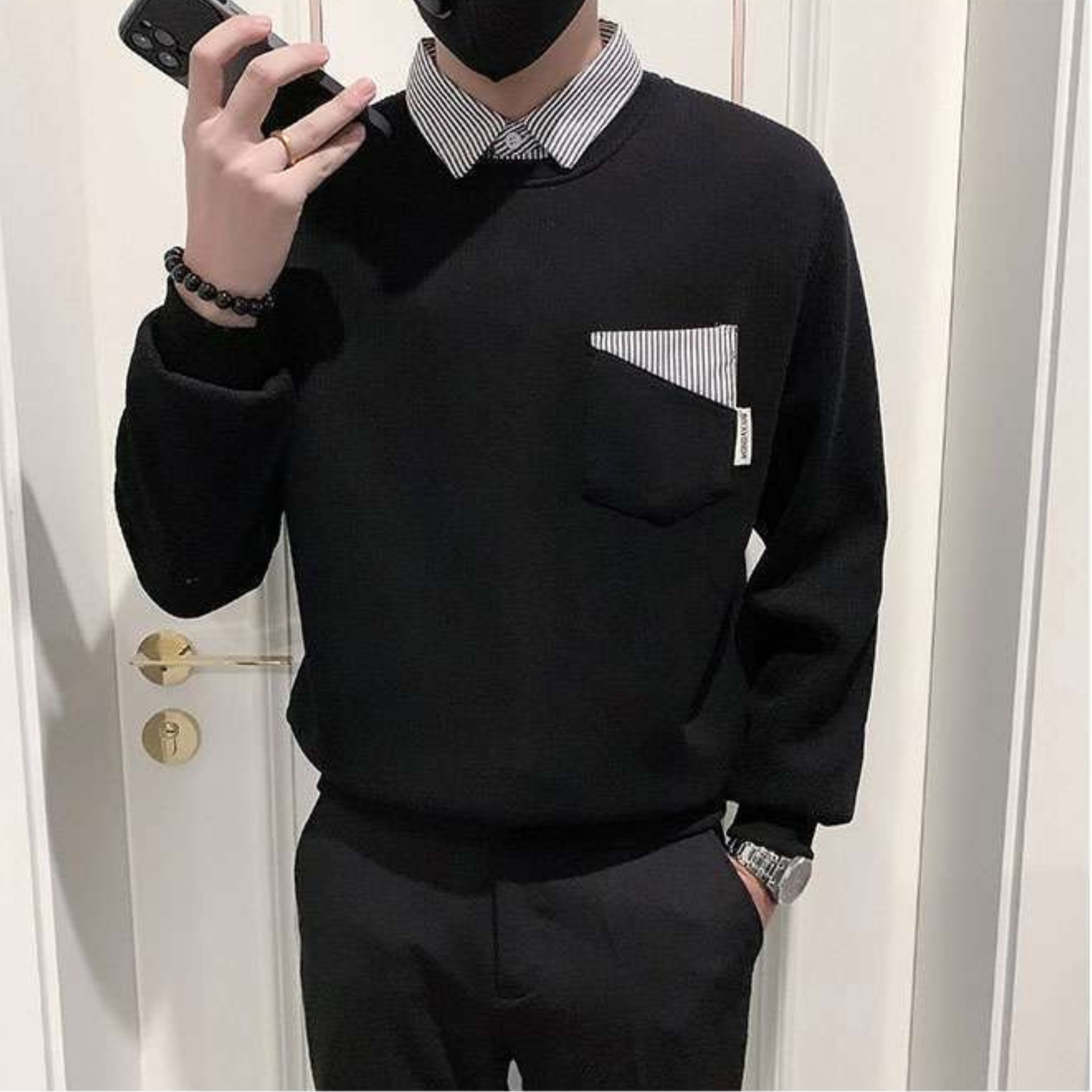 Urban Contrast Collar Sweatshirt – Dual Tone Edition