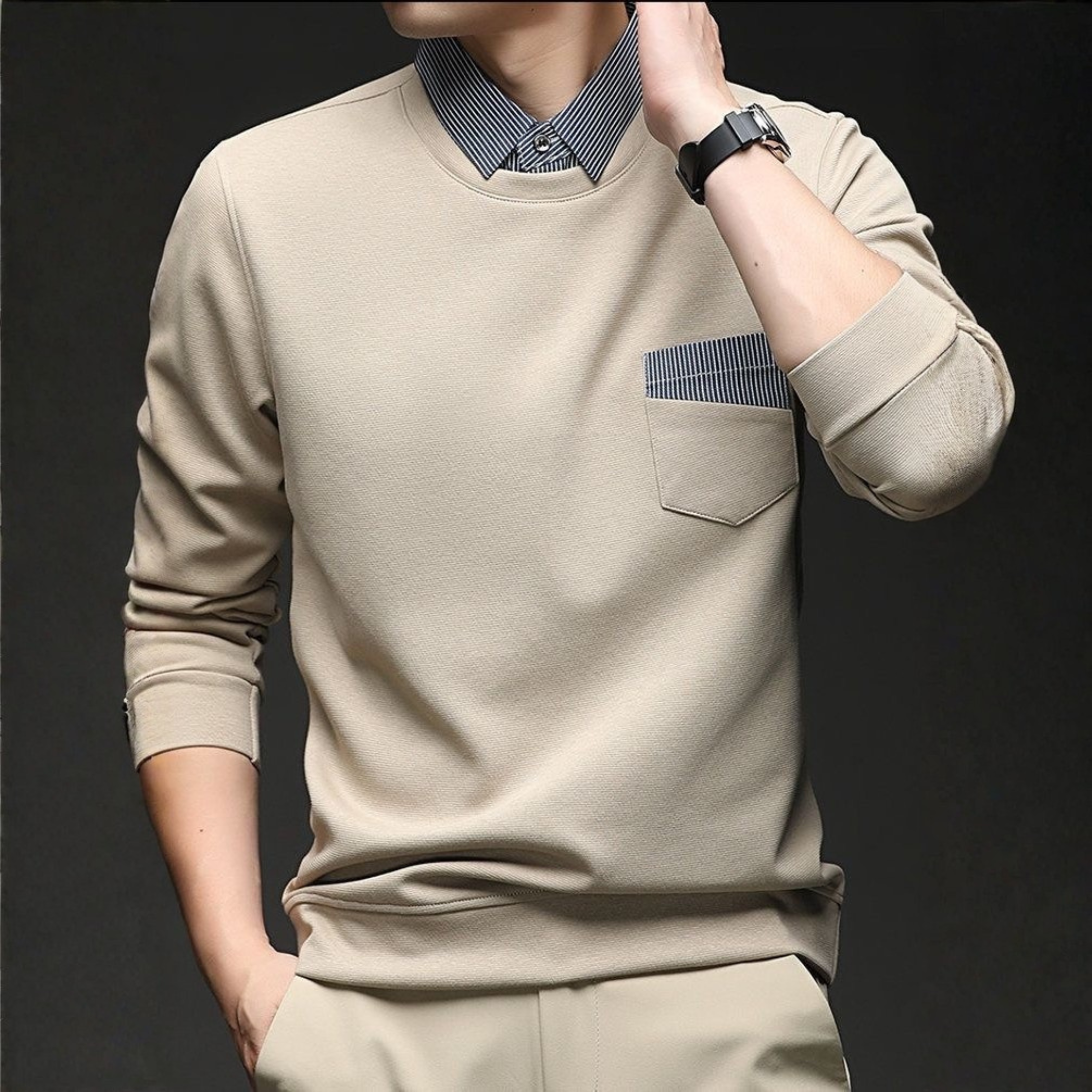 Urban Collar Pocket Sweatshirt – Contrast Trim Edition