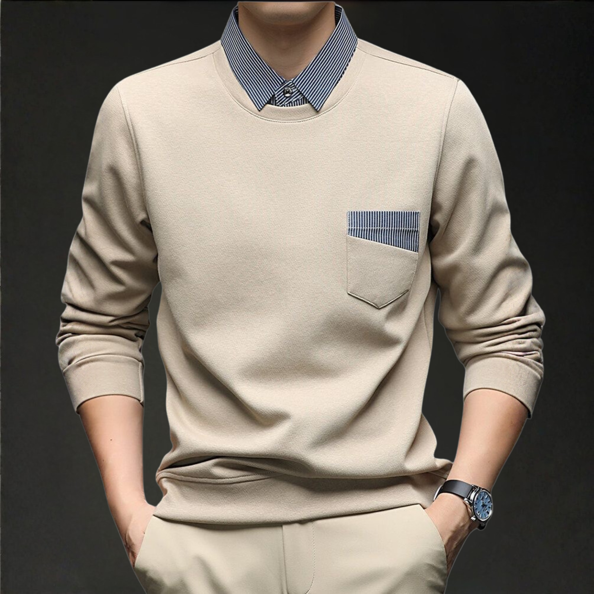 Urban Collar Pocket Sweatshirt – Contrast Trim Edition