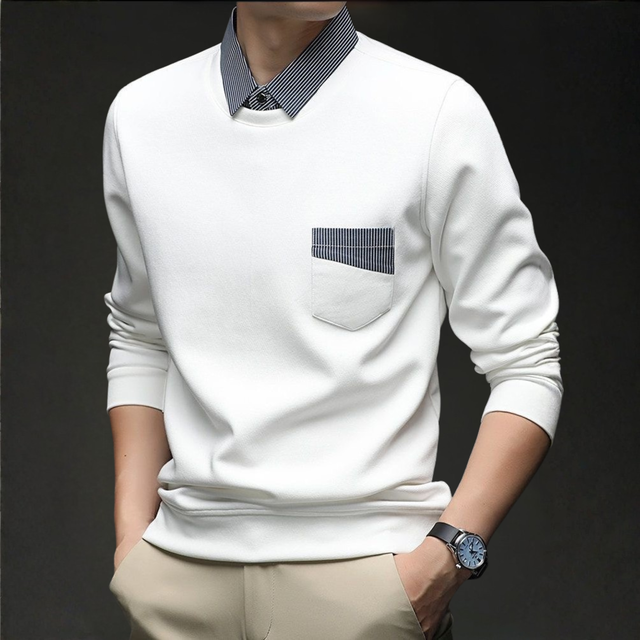Urban Collar Pocket Sweatshirt – Contrast Trim Edition