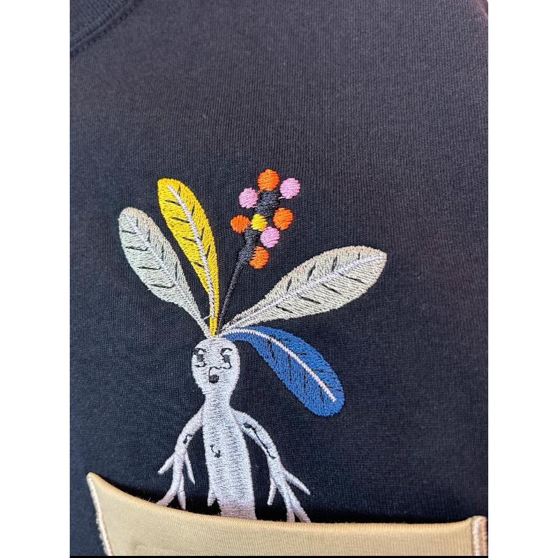 Trendy Embroidered Men’s Oversized T-Shirt– Round Neck, Pocket Design