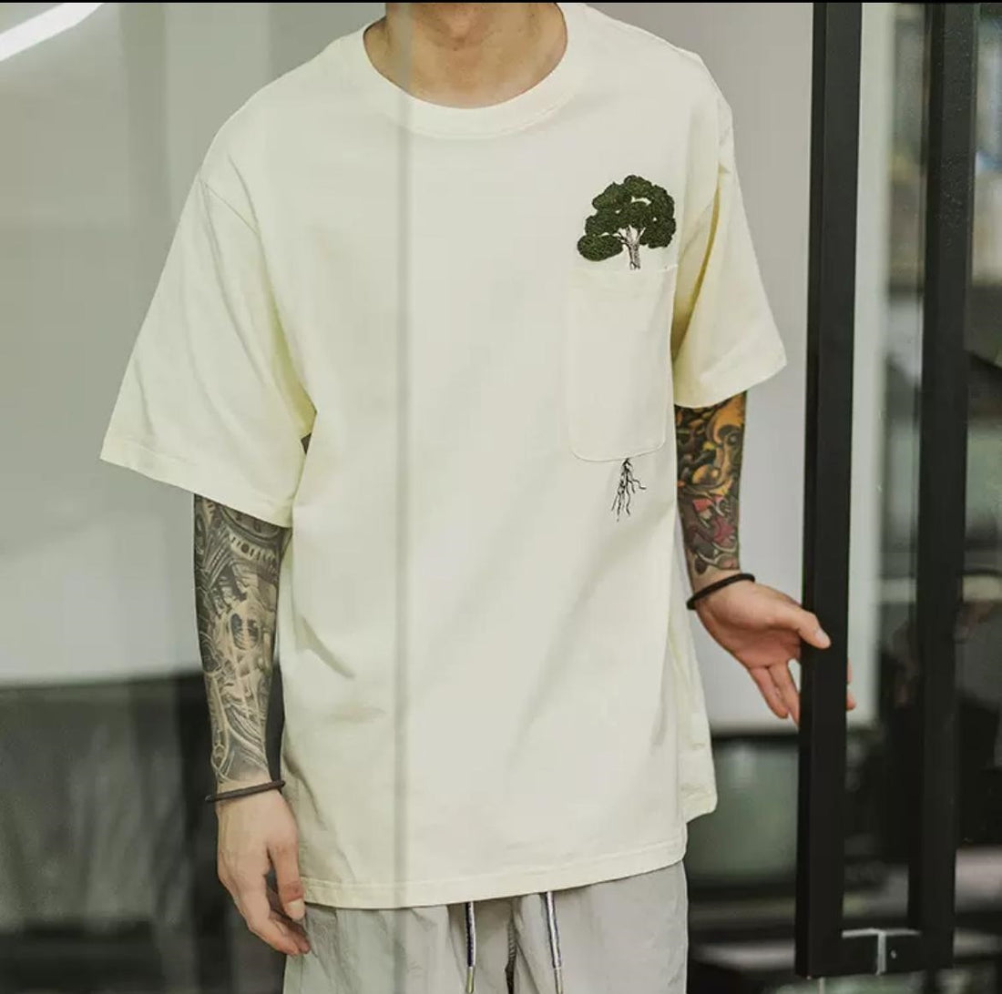 Designer Tree Embroidered T-Shirt – Premium Stitching, Oversize Fit