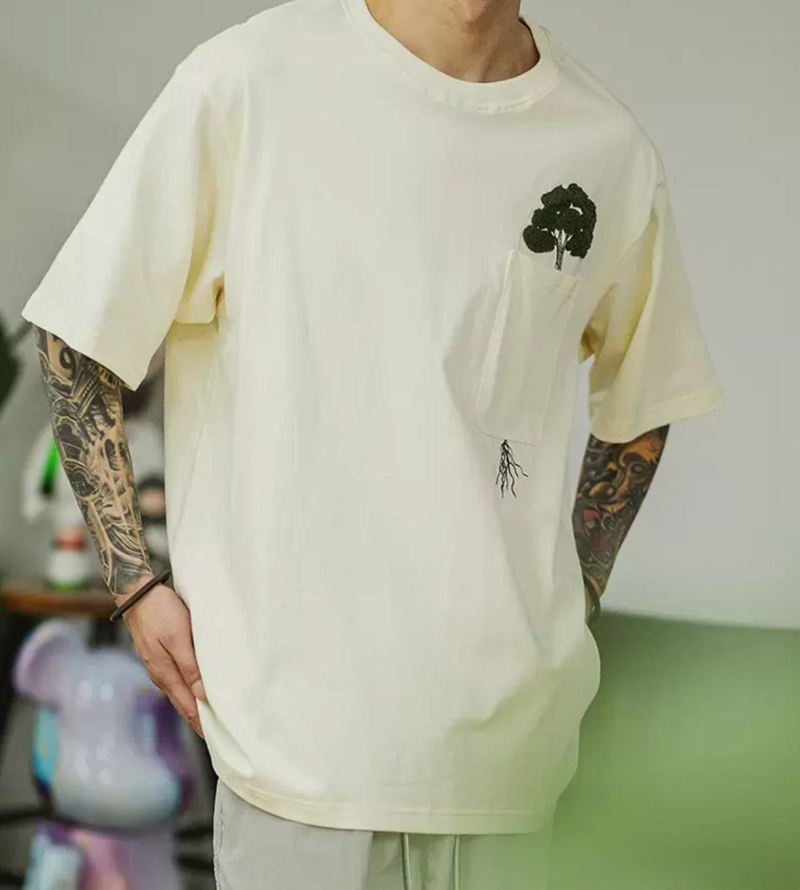 Designer Tree Embroidered T-Shirt – Premium Stitching, Oversize Fit