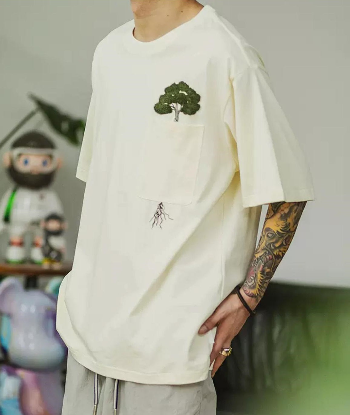 Designer Tree Embroidered T-Shirt – Premium Stitching, Oversize Fit