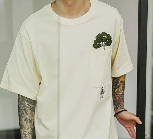 Designer Tree Embroidered T-Shirt – Premium Stitching, Oversize Fit
