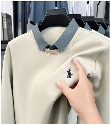 Elite Contrast Collar Polo Sweatshirt – Signature Rider Edition