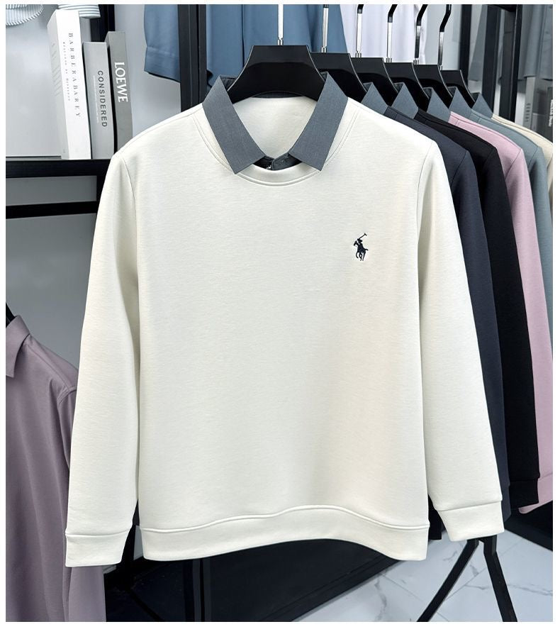Elite Contrast Collar Polo Sweatshirt – Signature Rider Edition