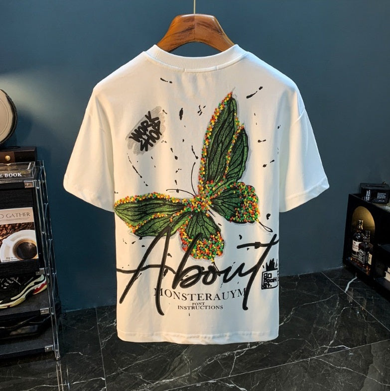 Men's Oversized Abstract Butterfly Graphic T-Shirt