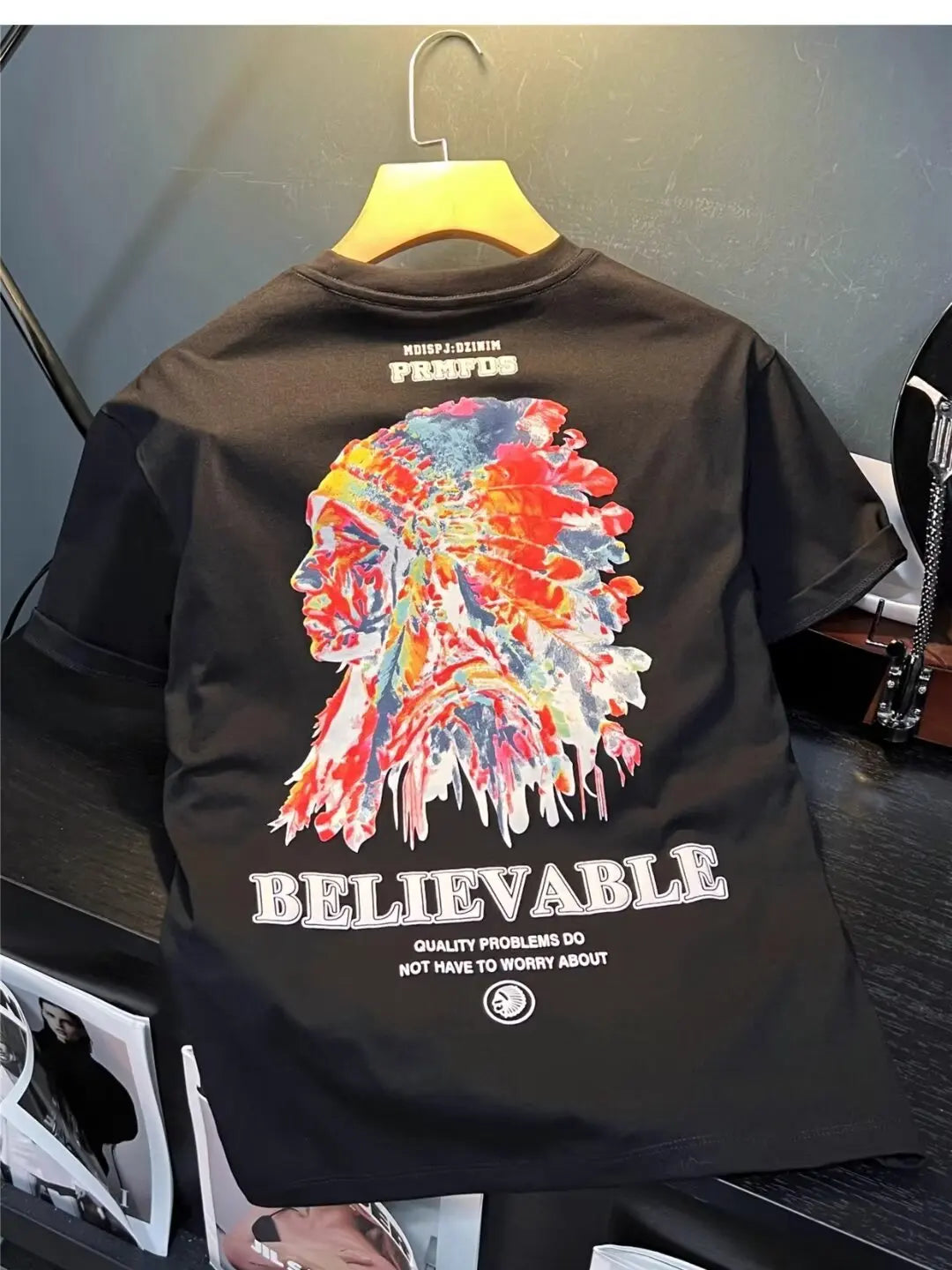 Men's Oversized Tribal Graphic T-Shirt