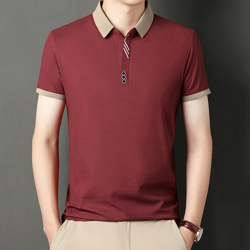 Premium Contrast Collar Polo T Shirt For Men