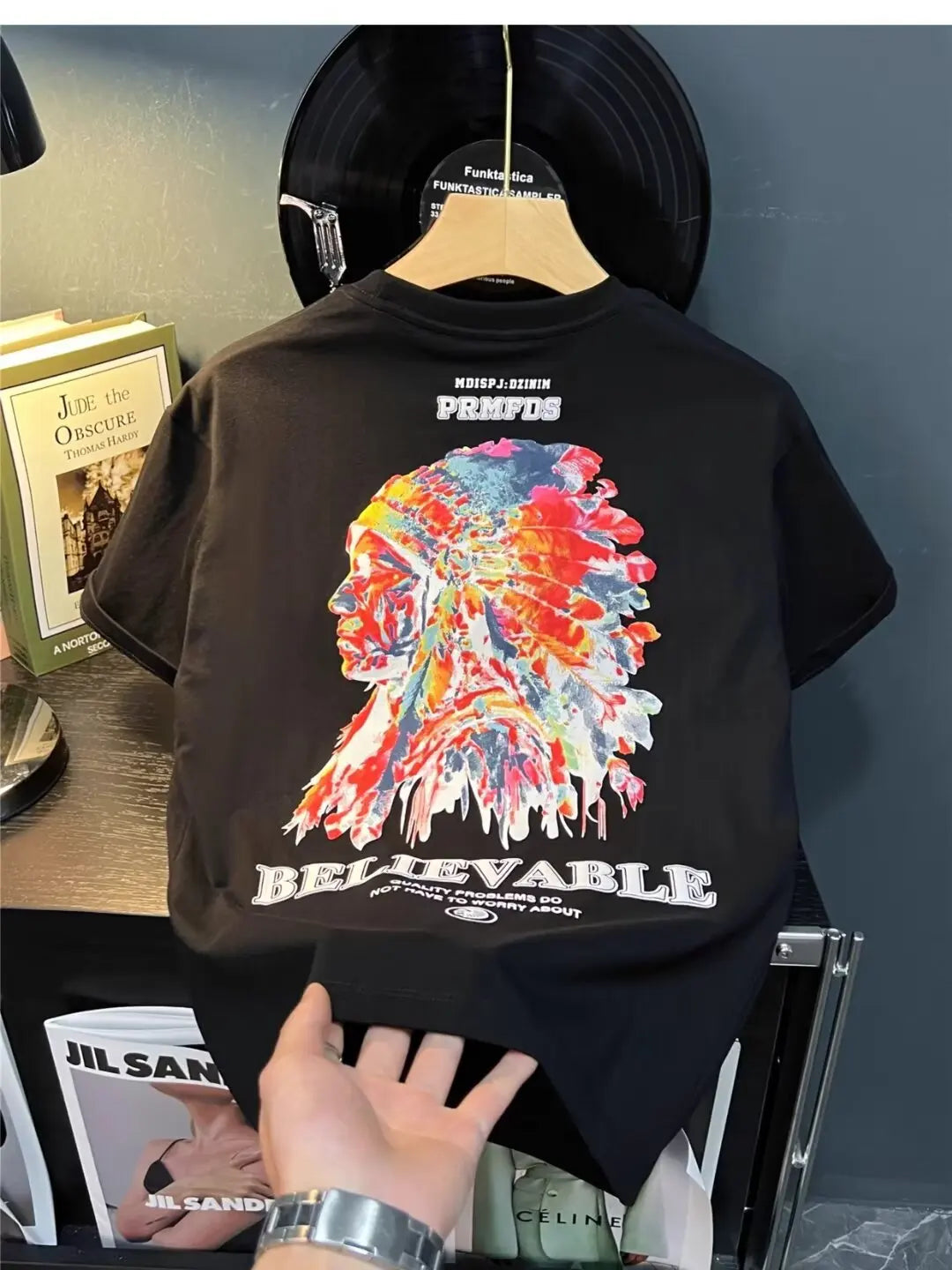 Men's Oversized Tribal Graphic T-Shirt