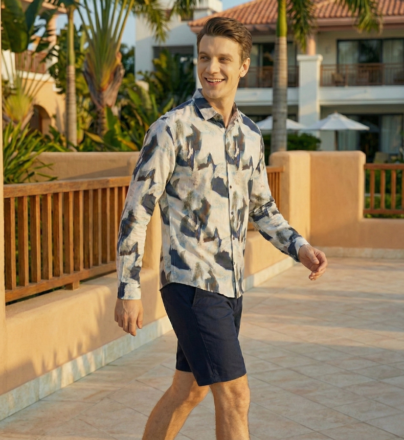 CampVibe Poolside Abstract Print Shirt – Summer Resort Casual
