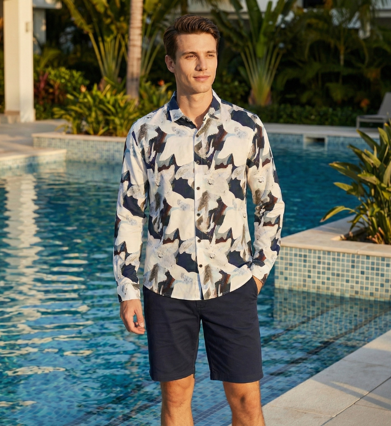 CampVibe Poolside Abstract Print Shirt – Summer Resort Casual