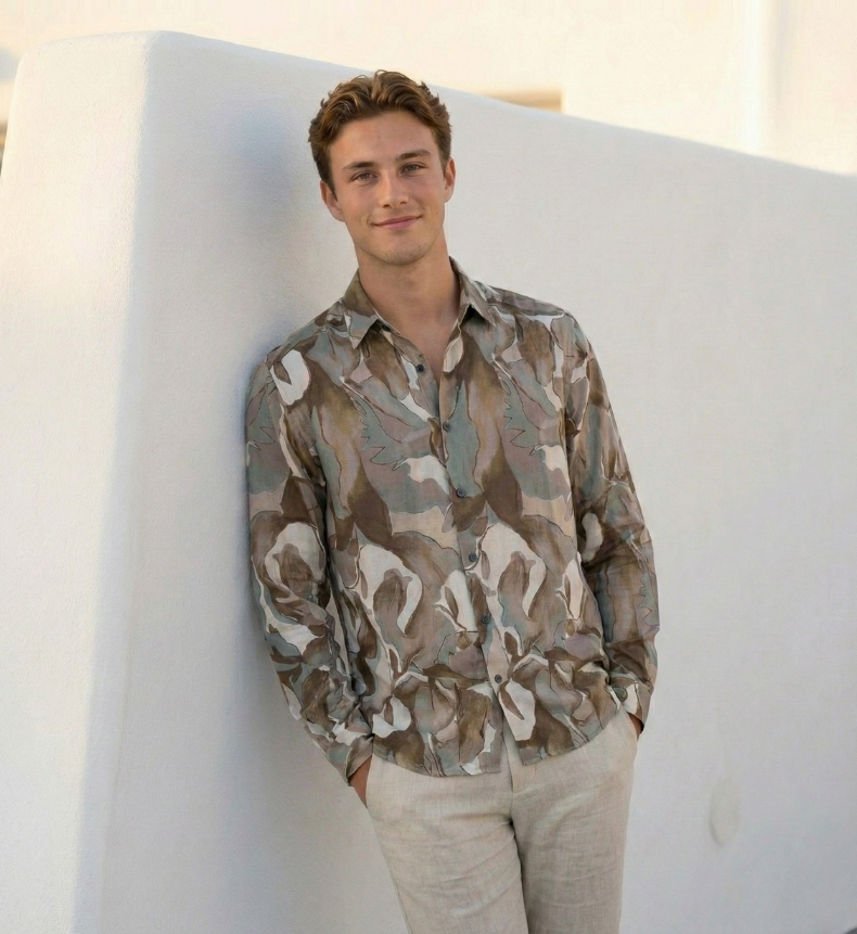 CampVibe Korean Printed Denim Shirt – Street Casual Edition