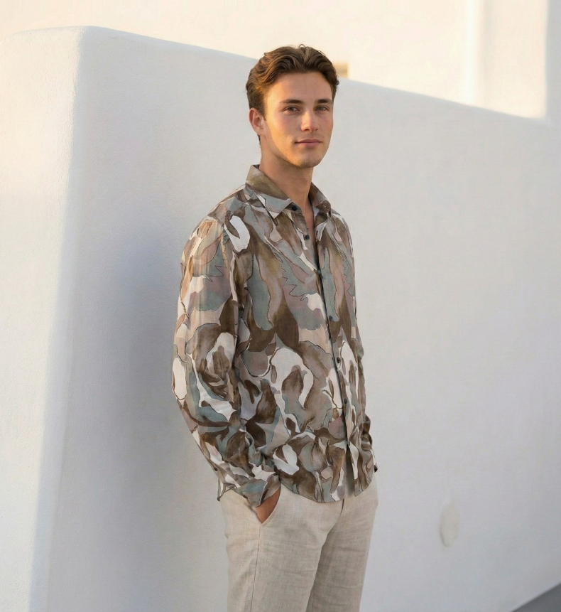 CampVibe Korean Printed Denim Shirt – Street Casual Edition