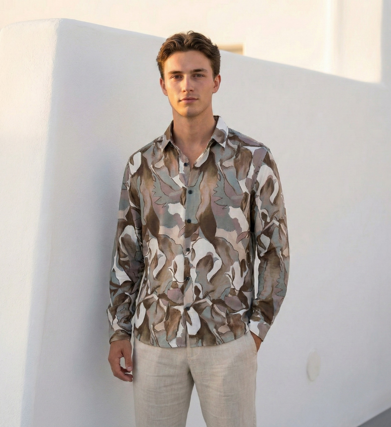 CampVibe Korean Printed Denim Shirt – Street Casual Edition