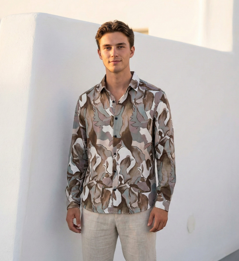 CampVibe Korean Printed Denim Shirt – Street Casual Edition