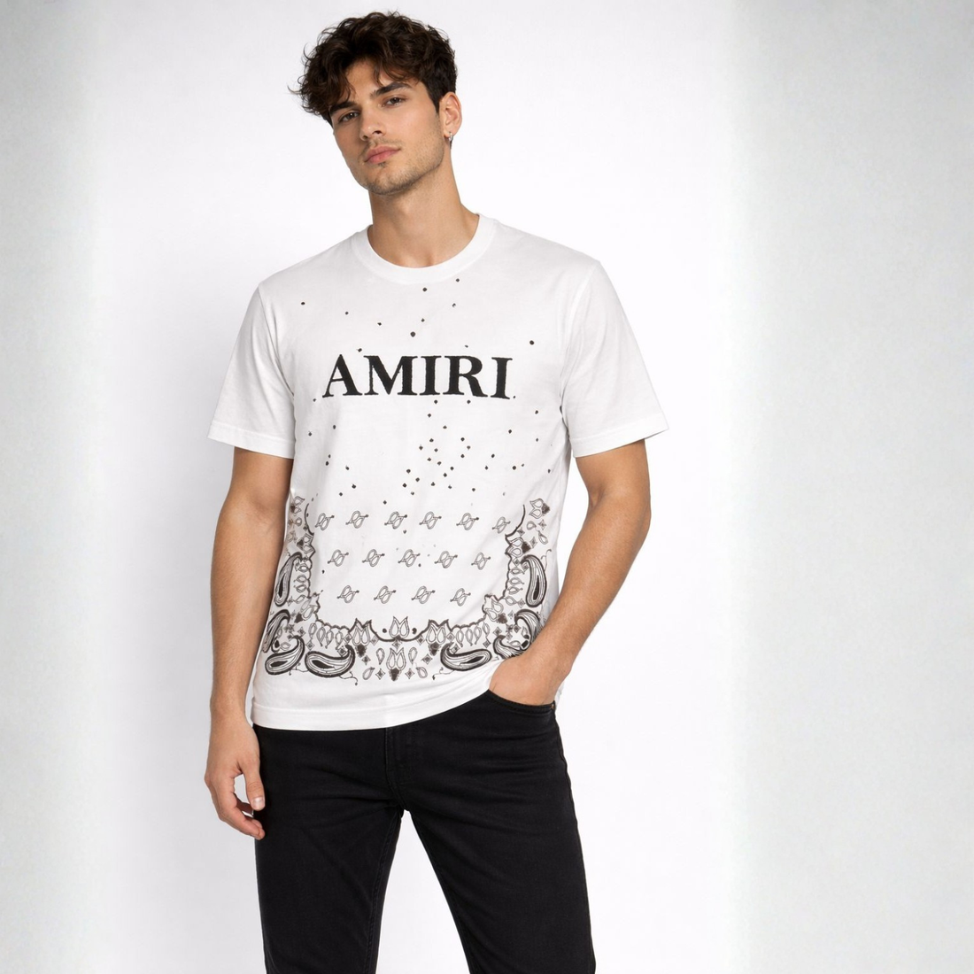 CampVibe Ivory Bandana Embroidered T-Shirt – Oversized Street Fit