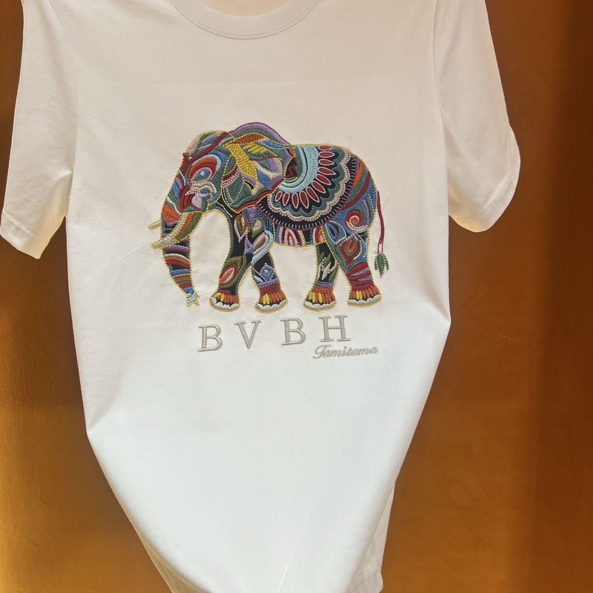 Premium Elephant Embroidered T-Shirt – Imported Cotton, Round Neck
