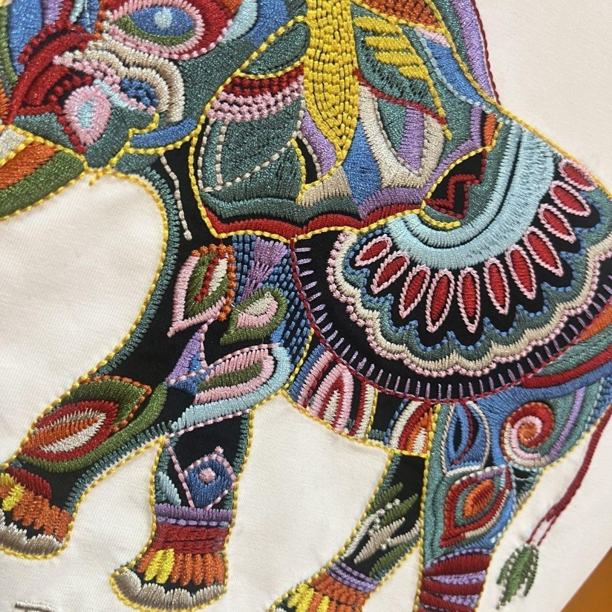 Premium Elephant Embroidered T-Shirt – Imported Cotton, Round Neck