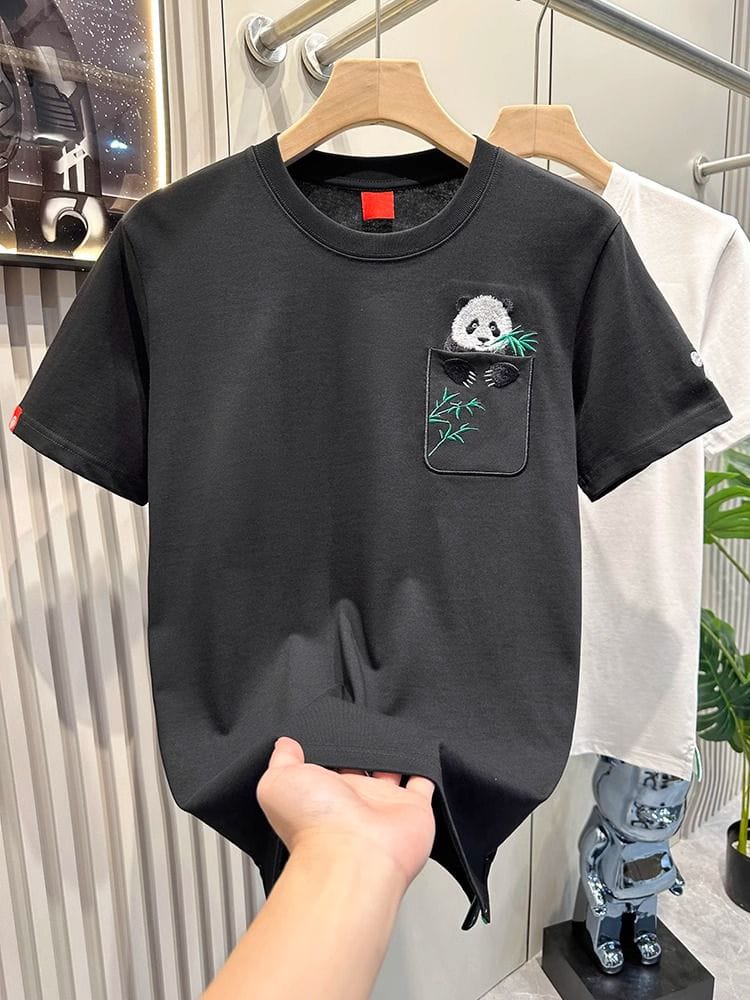 Cartoon Panda Embroidery T-Shirt – Imported, Trendy Look