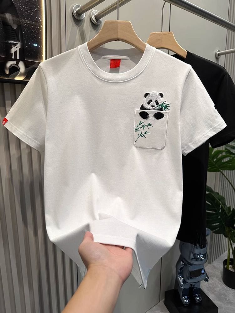 Cartoon Panda Embroidery T-Shirt – Imported, Trendy Look