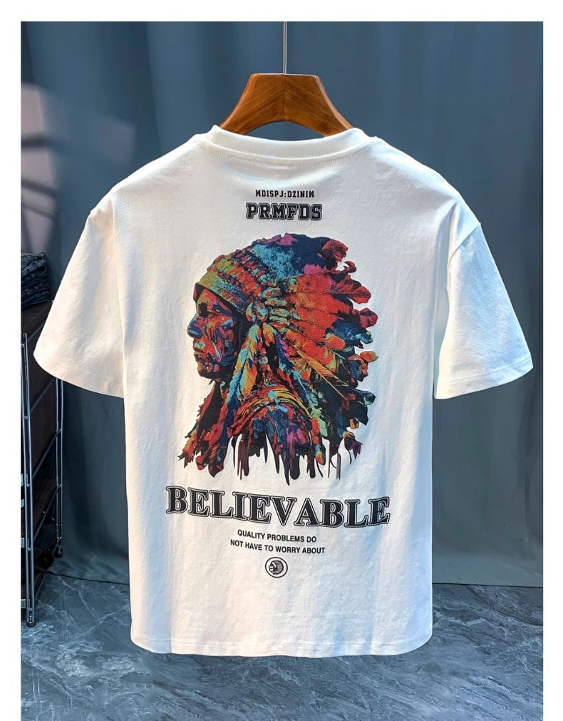Men's Oversized Tribal Graphic T-Shirt