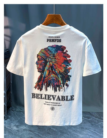 Men's Oversized Tribal Graphic T-Shirt