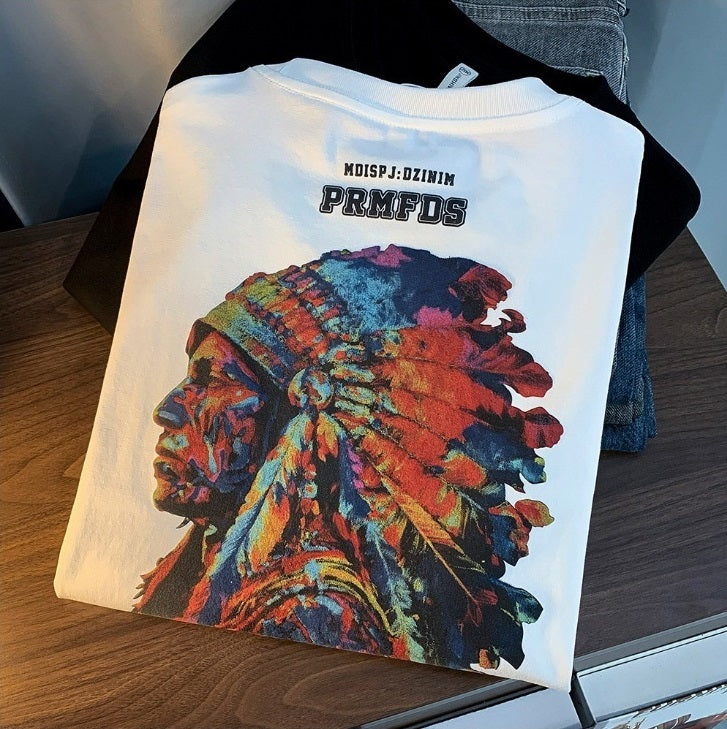 Men's Oversized Tribal Graphic T-Shirt