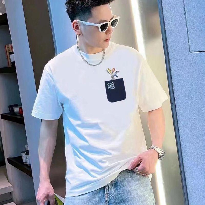 Trendy Embroidered Men’s Oversized T-Shirt– Round Neck, Pocket Design